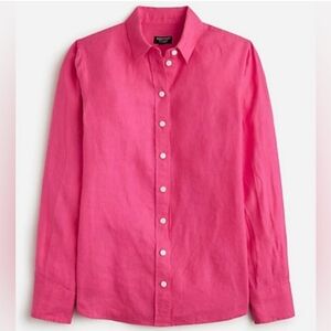 J. Crew Fuschia Pink Linen Long Sleeve Blouse Size 18 Baird McNutt Coastal